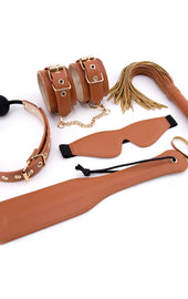 Elite BDSM Cognac Vegan Leather Set