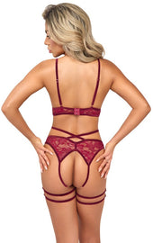 Abierta Fina Open Red Lace Set