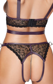 Cottelli Lace and Chain Bondage Crotchless Set