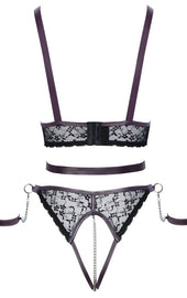 Cottelli Lace and Chain Bondage Crotchless Set