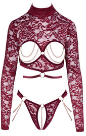 Abierta Fina Open Red Lace Body