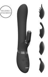 Vive Chou Double Action Interchangeable Rabbit Vibrator Black