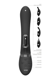 Vive Chou Double Action Interchangeable Rabbit Vibrator Black